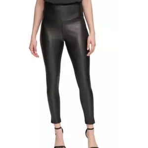 Calvin Klein Women's Essential Ponte Pull On Mix Media Leggings Black Size XL